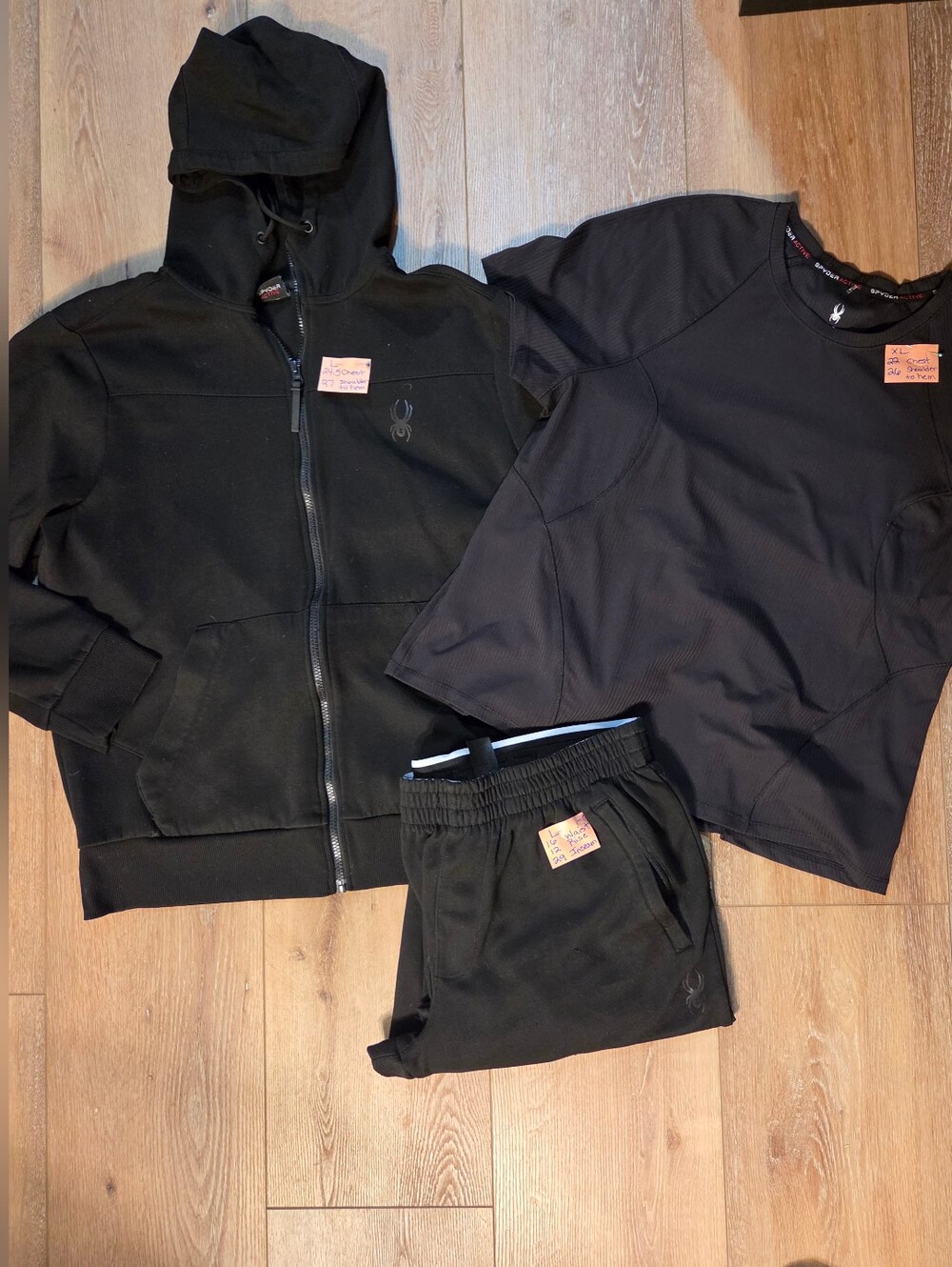 Spyder Active Men’s 3-Piece Tracksuit Set - Black Jacket, Tee & Joggers Bundle